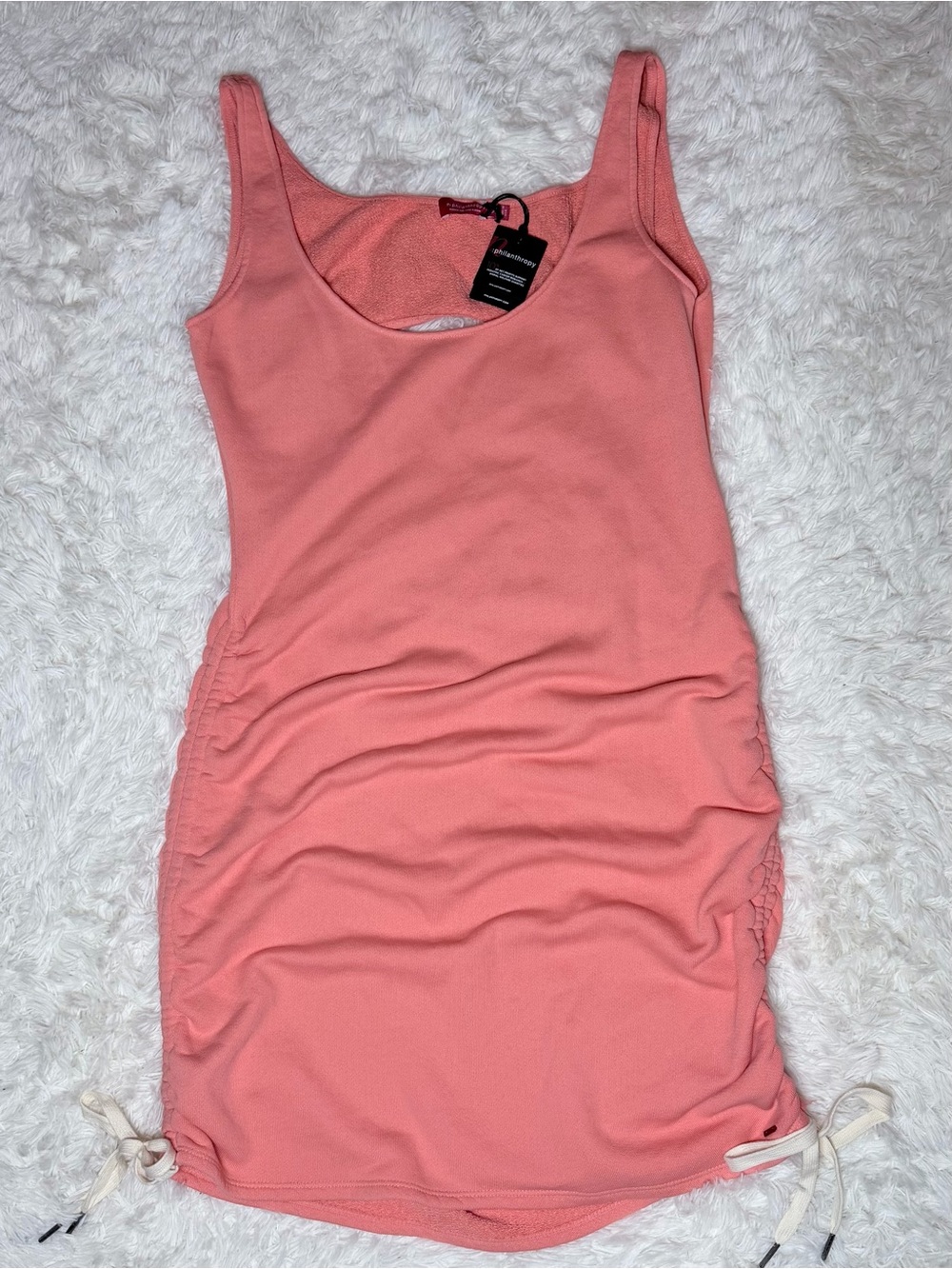 Coral/Orange Ruched Tank Dress